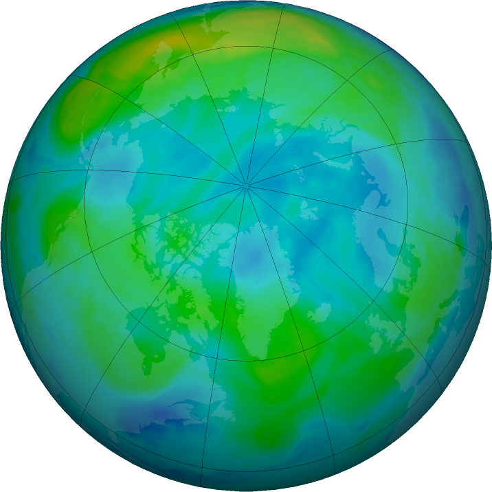 Arctic ozone map for 08 October 2016